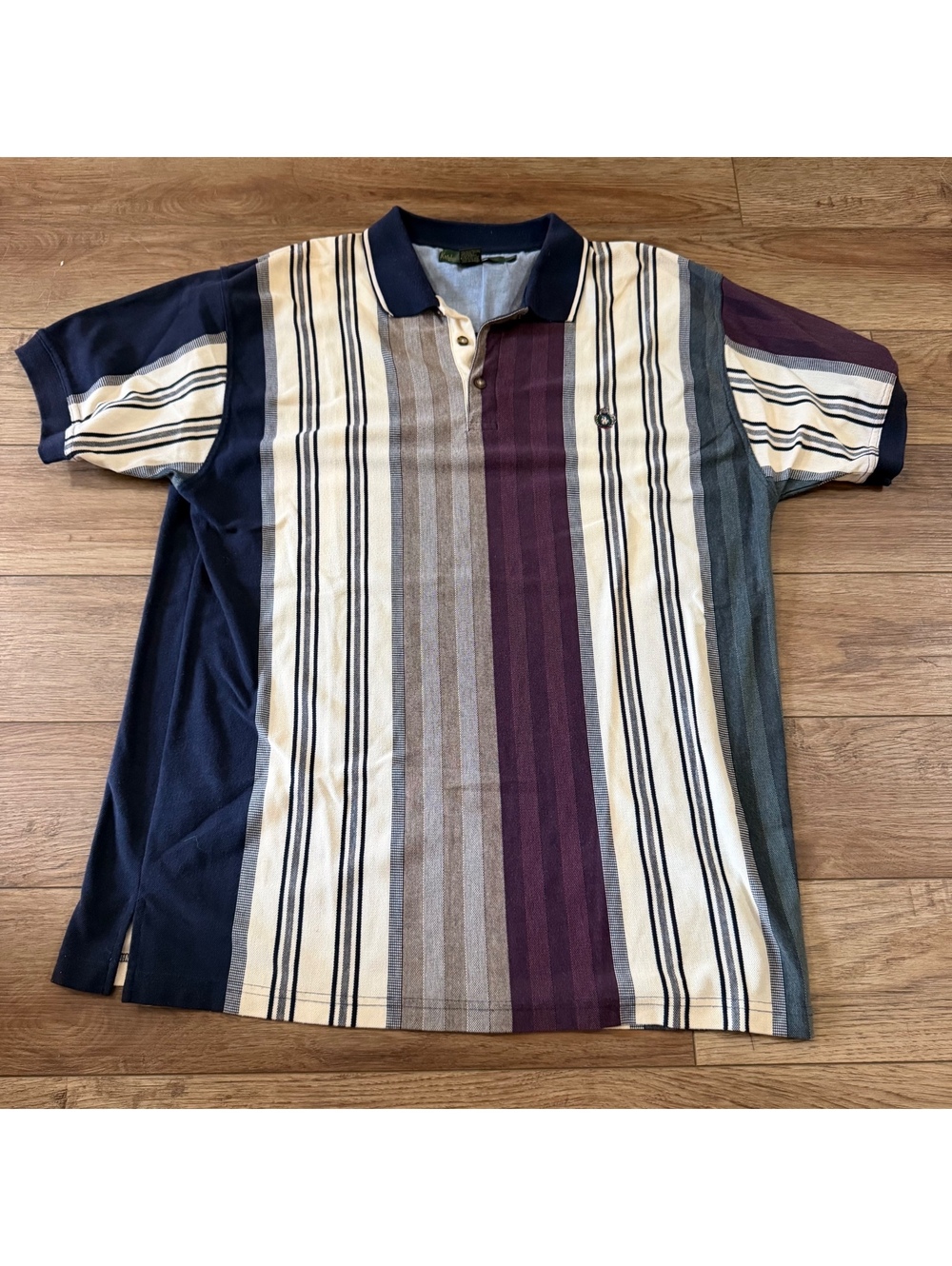 Vtg 90s Knights of Round Table Striped Polo Big 2X